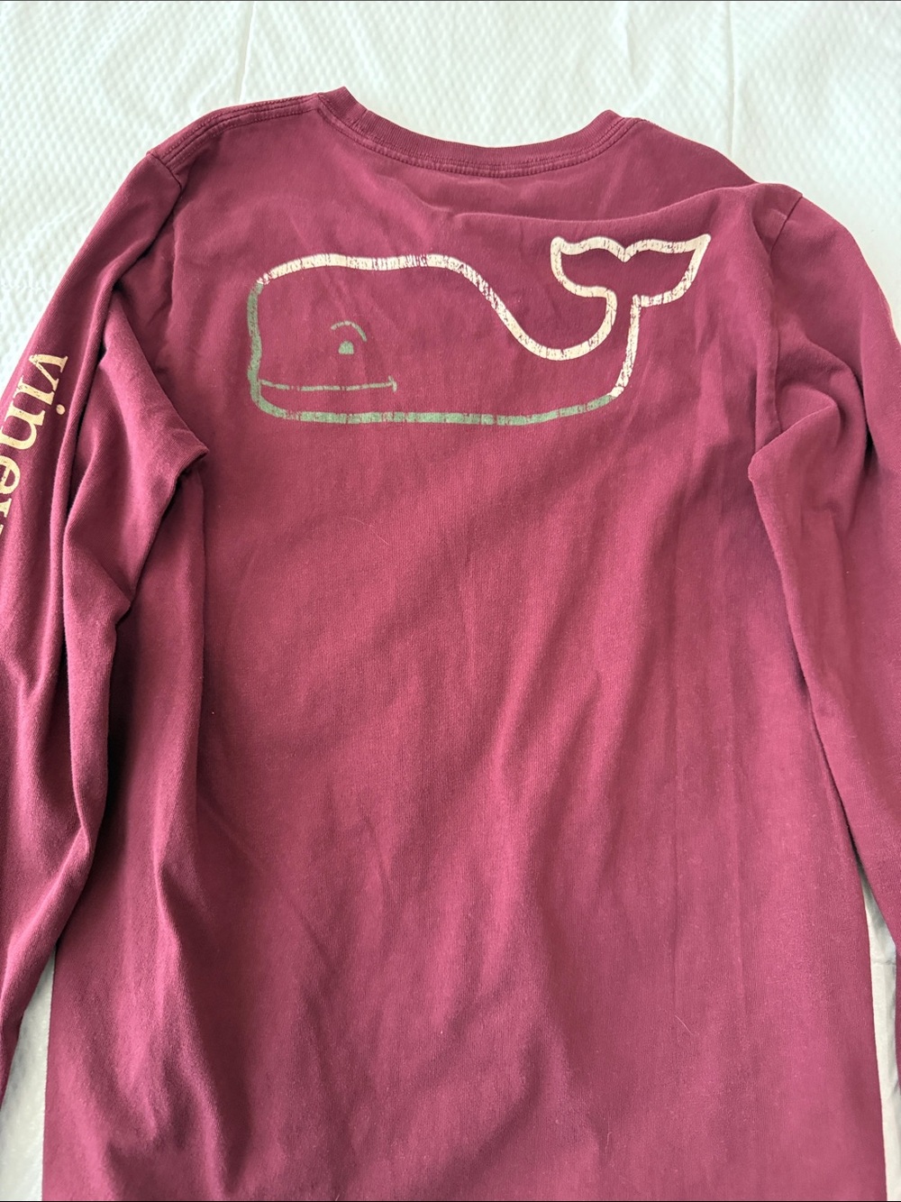 Boys Vineyard Vines Long Sleeve Pocket Tee - Maroon size M (12-14)